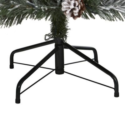 Image showing  6 ft. Flocked White River Mountain Pine Artificial Christmas Tree with Pine Cones