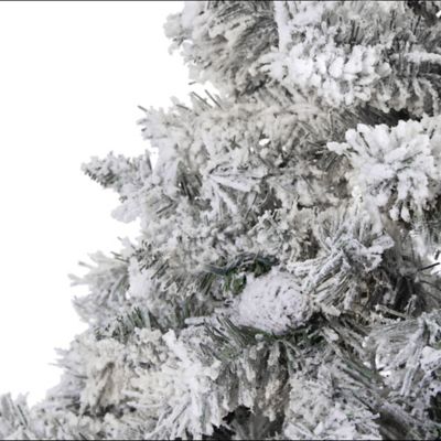 Image showing  7 ft. Flocked White River Mountain Pine Artificial Christmas Tree with Pine Cones