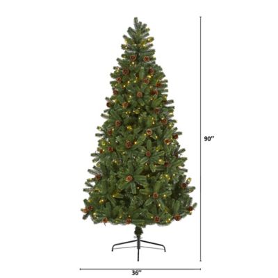 Image showing  7.5 ft. Rocky Mountain Spruce Artificial Christmas Tree with Pine Cones and Clear LED Lights