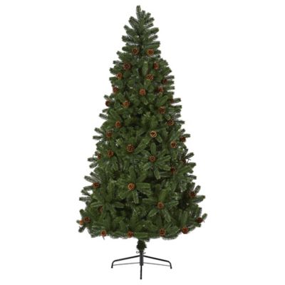 Image showing  7.5 ft. Rocky Mountain Spruce Artificial Christmas Tree with Pine Cones and Clear LED Lights