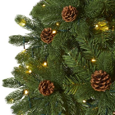 Image showing  7.5 ft. Rocky Mountain Spruce Artificial Christmas Tree with Pine Cones and Clear LED Lights