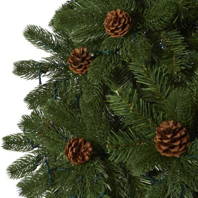 Image showing  7.5 ft. Rocky Mountain Spruce Artificial Christmas Tree with Pine Cones and Clear LED Lights