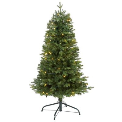 Nearly Natural 4 ft. Vermont Fir Artificial Christmas Tree with Clear LED Lights
