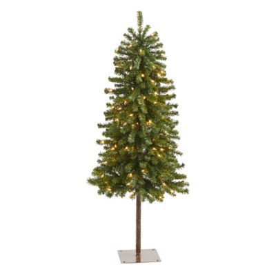 Nearly Natural 4 ft. Pre-Lit Alpine Artificial Christmas Tree with Bendable Branches