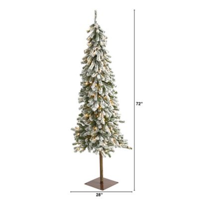 Image showing  6 ft. Flocked Alpine Christmas Artificial Tree with Lights and Bendable Branches