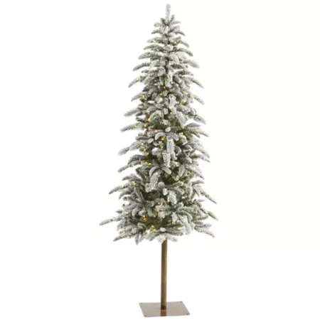 6.5 ft Flocked Washington Alpine Artificial Christmas Tree with Nearly Natural LED Lights Artificial Christmas Trees