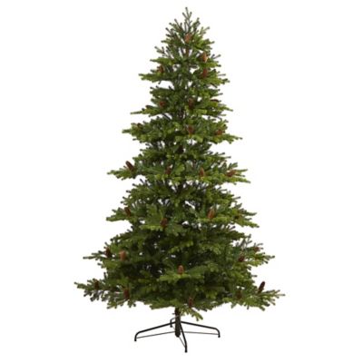 Image showing  7.5 ft. Yukon Mountain Fir Artificial Christmas Tree with Clear LED Lights, Pine Cones, Bendable Branches