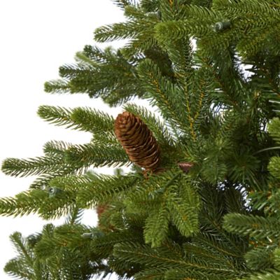 Image showing  7.5 ft. Yukon Mountain Fir Artificial Christmas Tree with Clear LED Lights, Pine Cones, Bendable Branches