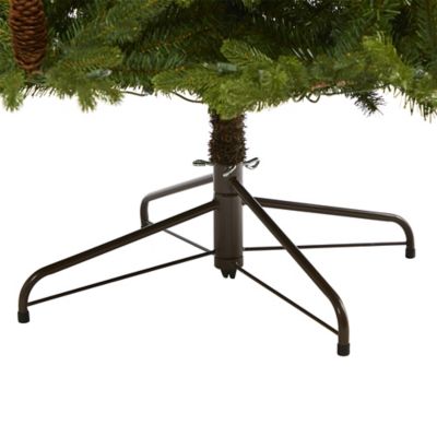 Image showing 5 th Nearly Natural 7.5 ft. Yukon Mountain Fir Artificial Christmas Tree with Clear LED Lights, Pine Cones, Bendable Branches