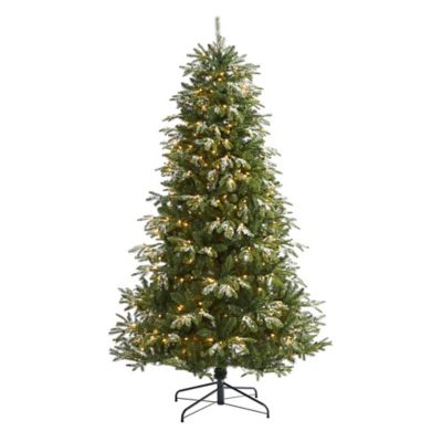 Nearly Natural 7 ft. Snowed Grand Teton Artificial Christmas Tree with 500 Clear Lights and 1,050 Bendable Branches