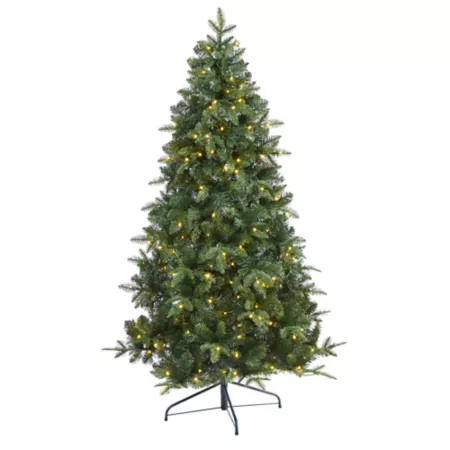 Nearly Natural 6' Grand Teton Spruce Flatback Artificial Christmas Tree with Clear LED Lights and Bendable Branches Artificial Christmas Trees