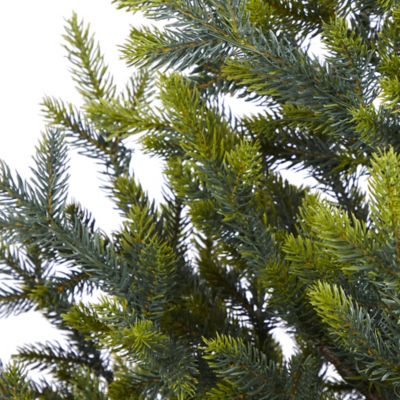 Image showing  5 ft. Fraser Fir Natural Look Artificial Christmas Tree in Base with Clear LED Lights, Bendable Branches