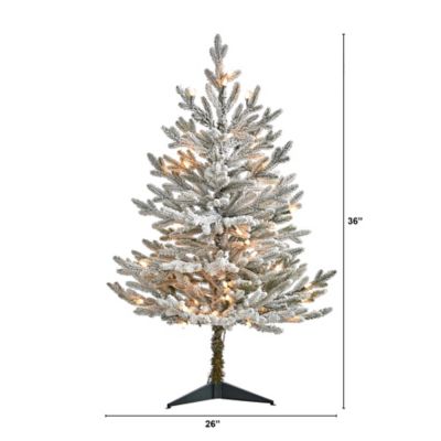 Image showing  3 ft. Pre-Lit Flocked Fraser Fir Artificial Christmas Tree with Bendable Branches, Warm White Lights