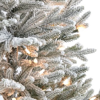 Image showing  3 ft. Pre-Lit Flocked Fraser Fir Artificial Christmas Tree with Bendable Branches, Warm White Lights