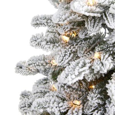 Image showing  3 ft. Pre-Lit Flocked North Carolina Fir Artificial Christmas Tree with Bendable Branches, Warm White Lights