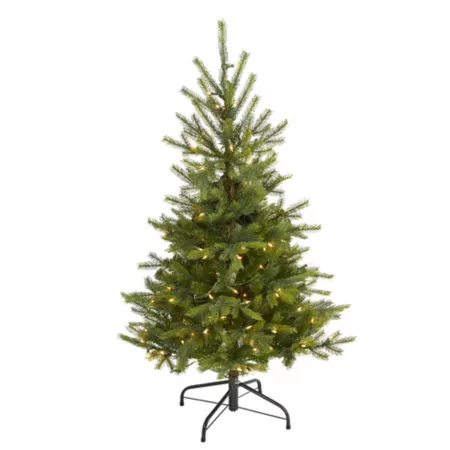 Nearly Natural 4-Foot North Carolina Spruce Artificial Christmas Tree with Clear LED Lights and Bendable Branches Artificial Christmas Trees