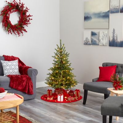 Image showing 5 th Nearly Natural 4 ft. North Carolina Spruce Artificial Christmas Tree with Clear LED Lights and Bendable Branches