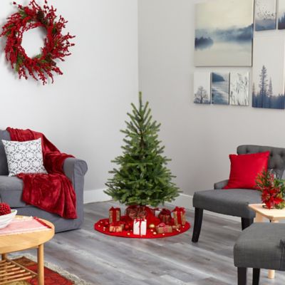 Image showing 6 th Nearly Natural 4 ft. North Carolina Spruce Artificial Christmas Tree with Clear LED Lights and Bendable Branches