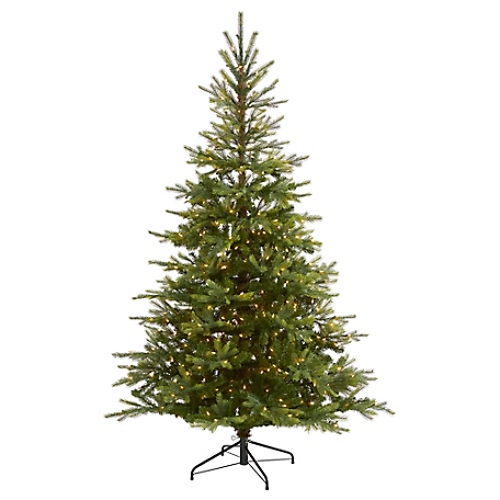 Nearly Natural 7 ft. North Carolina Spruce Artificial Christmas Tree with 450 Clear Lights and 931 Bendable Branches