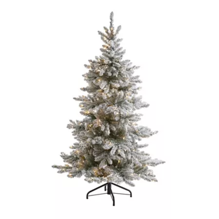 6' Nearly Natural Flocked West Virginia Spruce Artificial Christmas Tree with Clear Lights and Bendable Branches Artificial Christmas Trees