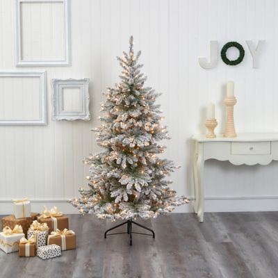 Image showing  6 ft. Flocked West Virginia Spruce Artificial Christmas Tree with Clear Lights and Bendable Branches