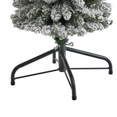 Image showing  4 ft. Flocked Pencil Artificial Christmas Tree with Clear LED Lights and Bendable Branches