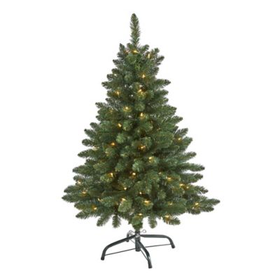Nearly Natural 4 ft. Northern Rocky Spruce Artificial Christmas Tree with Clear Lights and Bendable Branches