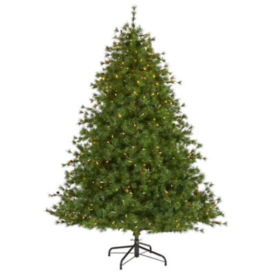 Nearly Natural 7 ft. Colorado Mountain Pine Artificial Christmas Tree with Clear Lights, Bendable Branches and Pine Cones