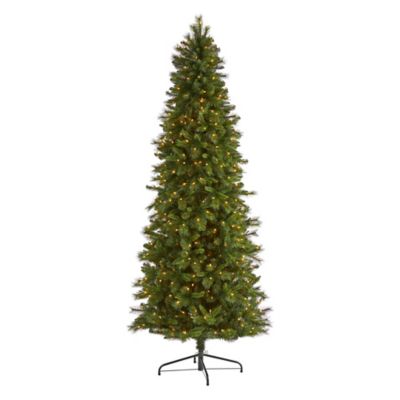 Nearly Natural 9 ft. Slim West Virginia Mountain Pine Artificial Christmas Tree with Clear Lights and Bendable Branches