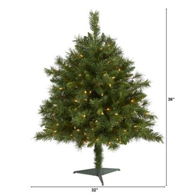 Image showing  3 ft. Pre-Lit Wyoming Mixed Pine Artificial Christmas Tree with Bendable Branches, Clear Lights