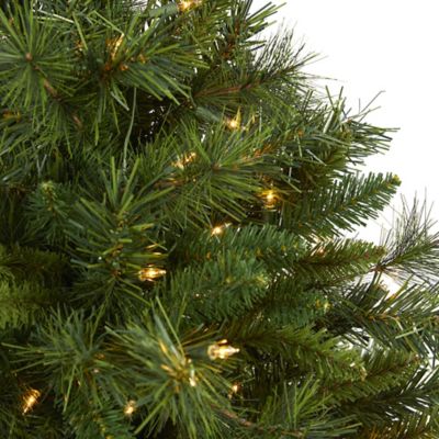 Image showing  3 ft. Pre-Lit Wyoming Mixed Pine Artificial Christmas Tree with Bendable Branches, Clear Lights