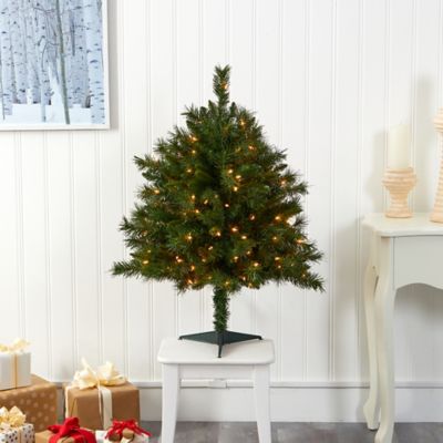Image showing  3 ft. Pre-Lit Wyoming Mixed Pine Artificial Christmas Tree with Bendable Branches, Clear Lights