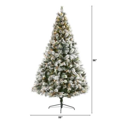 Image showing  8 ft. Flocked Oregon Pine Artificial Christmas Tree with Clear Lights and Bendable Branches