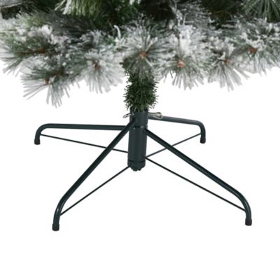 Image showing  8 ft. Flocked Oregon Pine Artificial Christmas Tree with Clear Lights and Bendable Branches