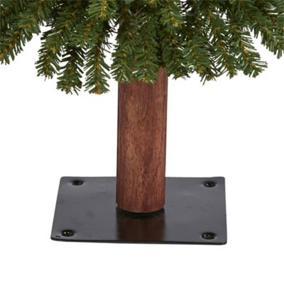 Image showing  3 ft. Pre-Lit Grand Alpine Artificial Christmas Tree with Bendable Branches on Natural Trunk, Clear Lights