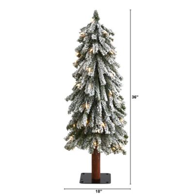 Image showing  3 ft. Pre-Lit Flocked Grand Alpine Artificial Christmas Tree, Clear LED Lights