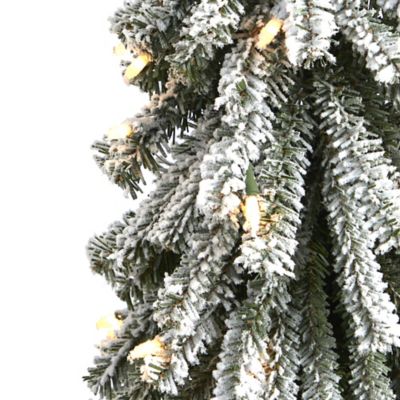 Image showing  3 ft. Pre-Lit Flocked Grand Alpine Artificial Christmas Tree, Clear LED Lights