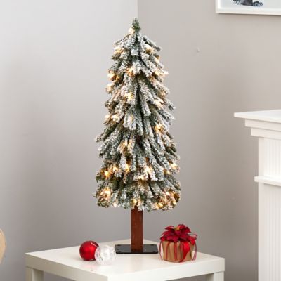 Image showing  3 ft. Pre-Lit Flocked Grand Alpine Artificial Christmas Tree, Clear LED Lights