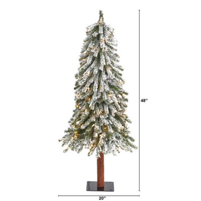 Image showing  4 ft. Flocked Grand Alpine Artificial Christmas Tree with Clear LED Lights