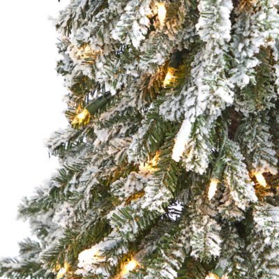 Image showing  4 ft. Flocked Grand Alpine Artificial Christmas Tree with Clear LED Lights