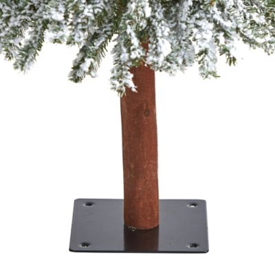 Image showing  4 ft. Flocked Grand Alpine Artificial Christmas Tree with Clear LED Lights