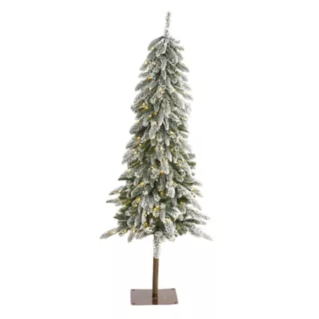 5.5 ft Flocked Washington Alpine Artificial Christmas Tree with Nearly Natural LED Lights Artificial Christmas Trees