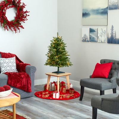 Image showing 5 th Nearly Natural 3 ft. Pre-Lit Snowed Grand Teton Fir Artificial Christmas Tree with Bendable Branches, Clear Lights