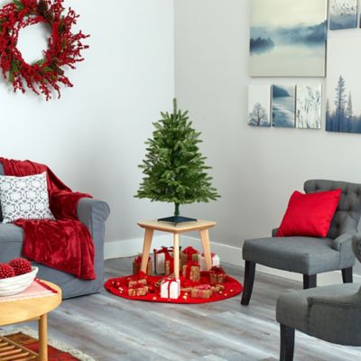 Image showing 6 th Nearly Natural 3 ft. Pre-Lit Snowed Grand Teton Fir Artificial Christmas Tree with Bendable Branches, Clear Lights