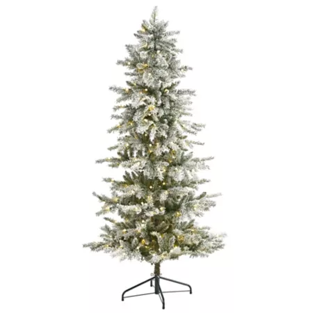 Nearly Natural 6.5' Thin Flocked Nova Scotia Spruce Artificial Christmas Tree Artificial Christmas Trees