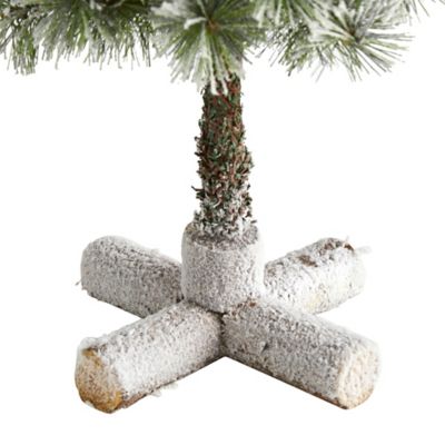 Image showing  3 ft. Pre-Lit Flocked Artificial Christmas Tree Topiary with Pine Cones, Warm White LED Lights
