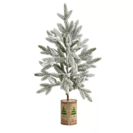 Nearly Natural 28" Flocked Artificial Christmas Tree in Decorative Planter Artificial Christmas Trees