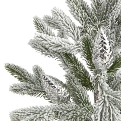 Image showing  28 in. Flocked Artificial Christmas Tree in Decorative Planter