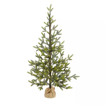 Nearly Natural 4 ft Fraser Artificial Christmas Tree Natural Look with LED Lights and Burlap Base Artificial Christmas Trees