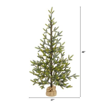 Image showing  4 ft. Fraser Fir Natural Look Artificial Christmas Tree with LED Lights and Burlap Base